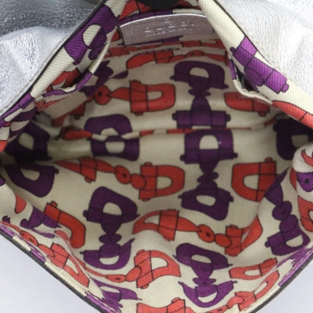 Gucci Small Signature Britt Tassel Shoulder Bag - Silver - Picture 12 of 15